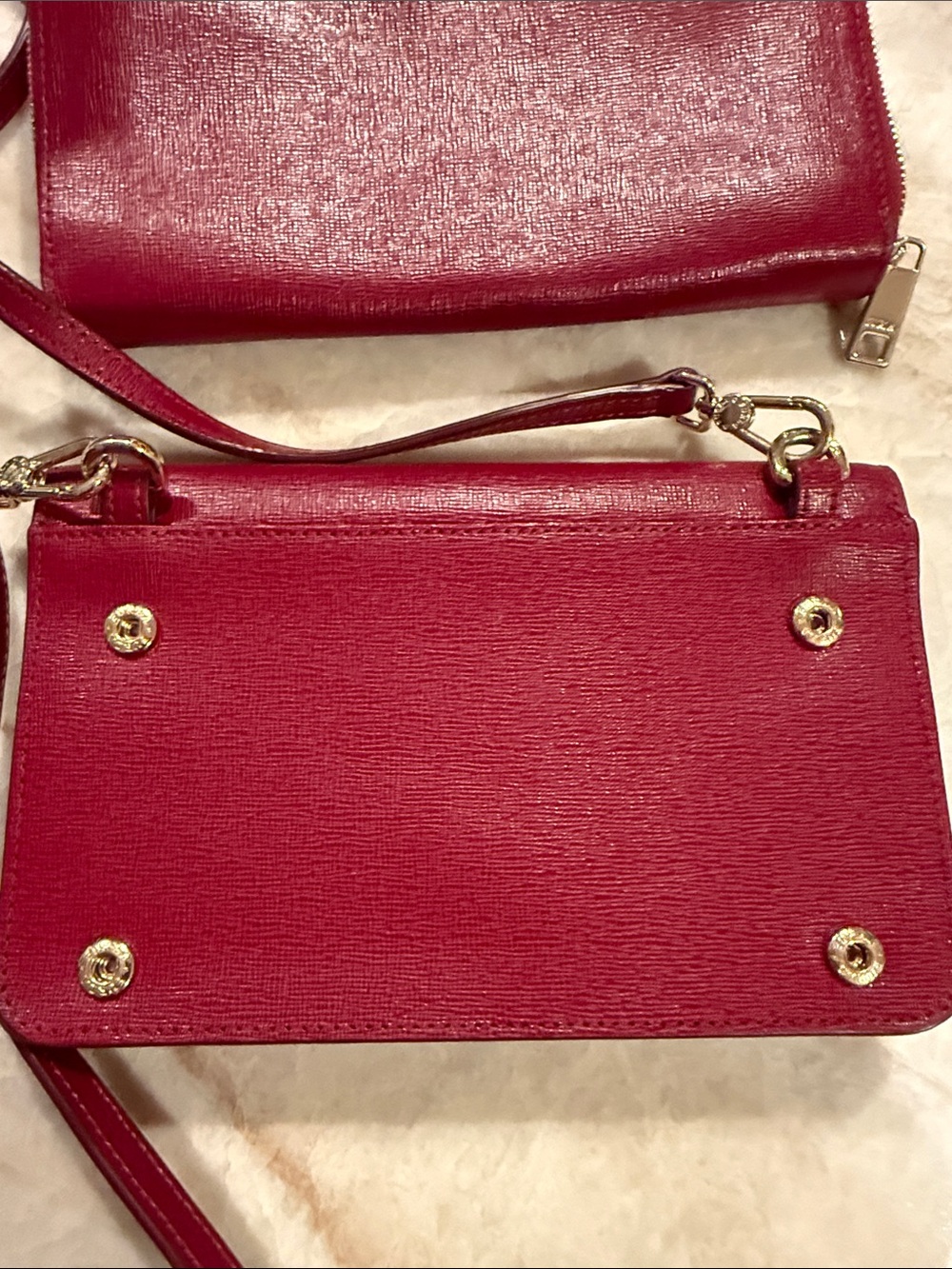 Furla Riva 2 in 1 Separable Wallet & Crossbody Bag Deep Raspberry Pink - Picture 9 of 12